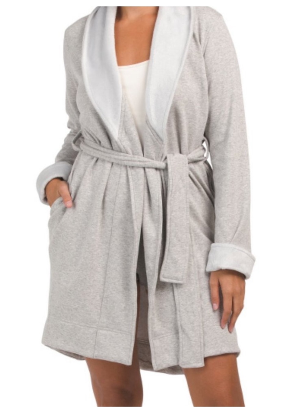 Ugg Blanche Cozy Shawl Collar Fleece Robe - Light Gray Medium